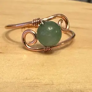 Wrapped Copper Ring with Natural Crystal Bead stones
