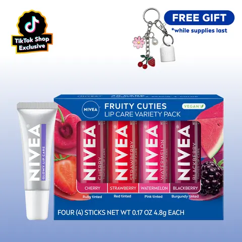 NIVEA Cruelty-Free Balm Formula Lip Treatment, Assorted Flavors Including Black Cherry, Beauty on the Go Moisturizing Lip Care, Assorted Flavors Lip Treatments