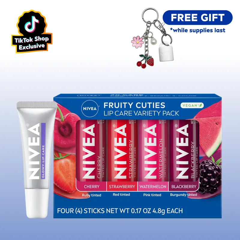 NIVEA Cruelty-Free Balm Formula Lip Treatment, Assorted Flavors Including Black Cherry, Beauty on the Go Moisturizing Lip Care, Assorted Flavors Lip Treatments
