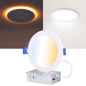 Comiled 24 Pack 3/4/6/8 Inch 5CCT LED Recessed Ceiling Light with Night Light, 2700K/3000K/3500K/4000K/5000K Selectable Ultra-Thin Recessed Lighting, 120V, Dimmable Canless Wafer Downlight ETL&FCC