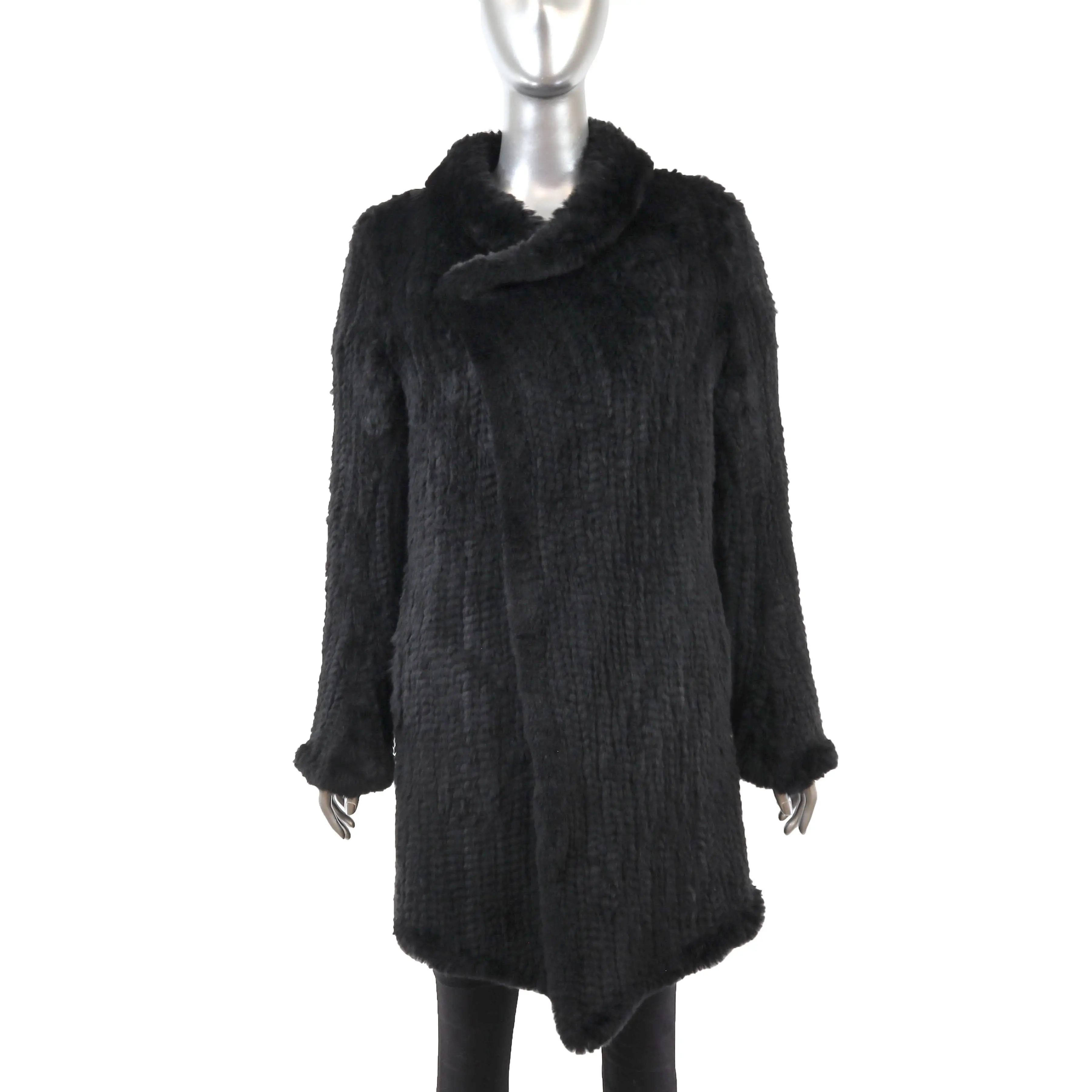 Black Knitted Rabbit Coat- Size S-M
