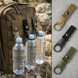 Outdoor Water Bottle Clip Carabiner for Hiking & Travel, Backpack Belt Quick Hook Holder with Strap for Camping & Climbing