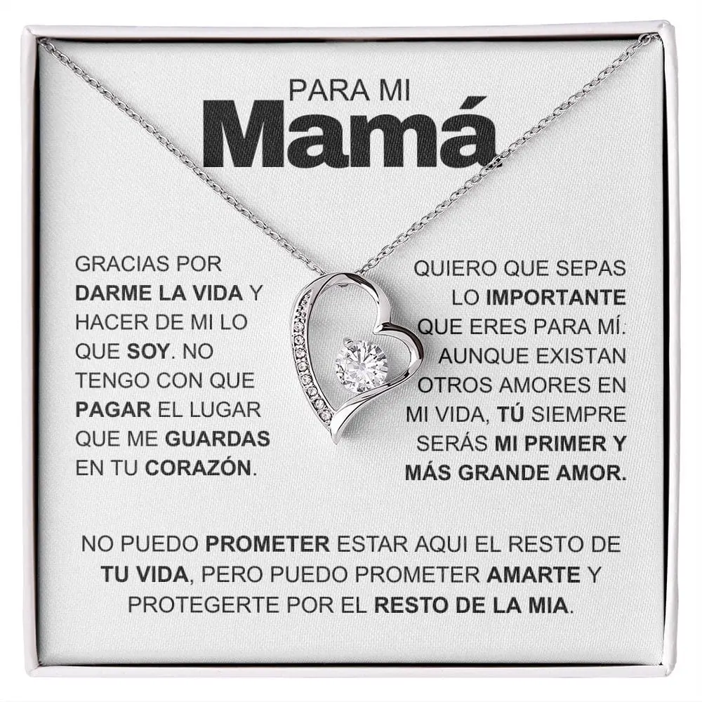 Para Mi Mamá Collar Collar "Amor Eterno" para mamá: colgante de corazón con cristal, joya de moda para mujeres y chicas.