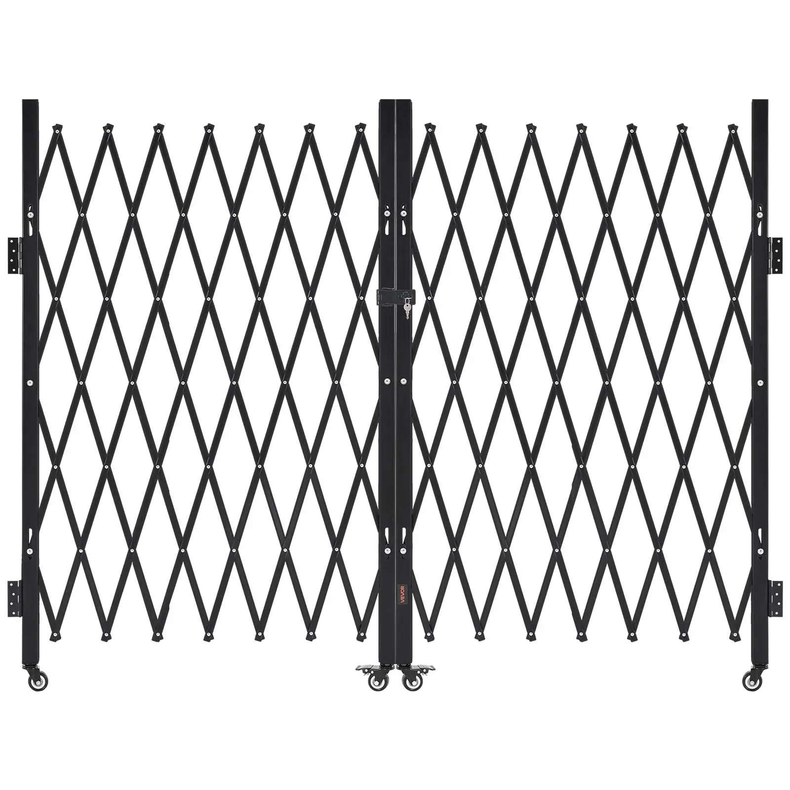 【SummerFinds】VEVOR Double Folding Security Gate, Lockable Scissor Gate with 360° Swivel Casters, Outdoor Barricade Steel Retractable Gates, for Entry Security, Garage, Warehouse & Pool, 145.67 x 63.19 in (W x H)