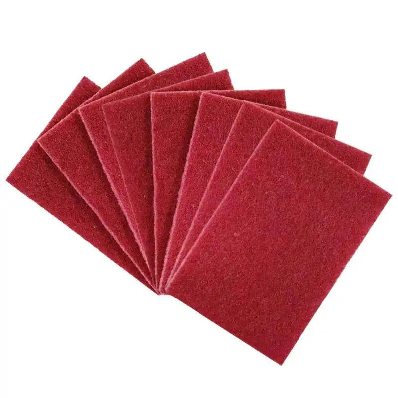 Red Heavy-Duty Emery Scouring Pads, Abrasive Steel Wool Alternative Cleaner for Burnt Pan & Rust Stains