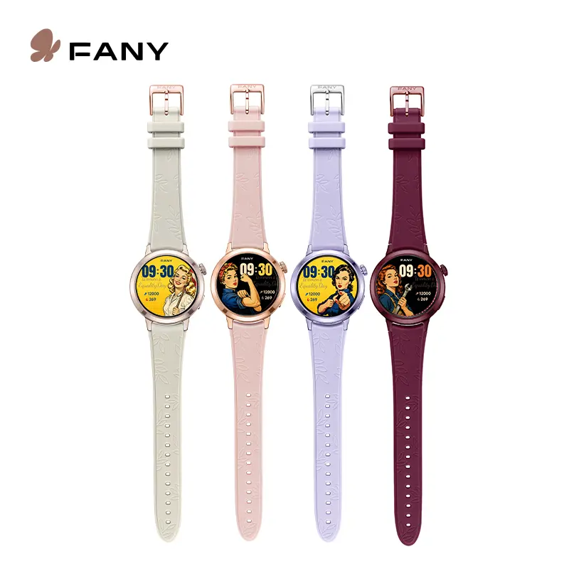 Fany Luna Women's Chic AMOLED Screen Health Smartwatch - Waterproof Workout Watch, 110+ Sport Modes (Yoga), Heart Rate/Sleep/SpO2 Tracker, 7 Days Battery Life, Free iOS Android App, Ultra Sleek Lightweight Round Wristwear (tiktokshopsummersale sohochic)