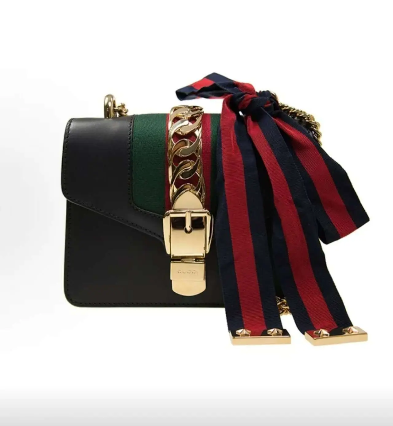 Pre-owned GUCCI Sylvie Medium Black Smooth Calfskin Leather Top Handle