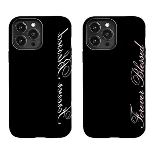 Forever Blessed Cursive Script Phone Case, Minimalist Black & Pink  Suitable for iPhone 17-11 Pro Max/Plus and  Samsung Galaxy S23-25