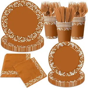144Pcs Cielito Lindo Party Decoration, Platos De Barro Mexicanos Clay Plates Mexican Decor Terracotta Pottery Paper Cups for Mexican Themed Party Decorations Cielito Lindo Baby Shower Ghokawu