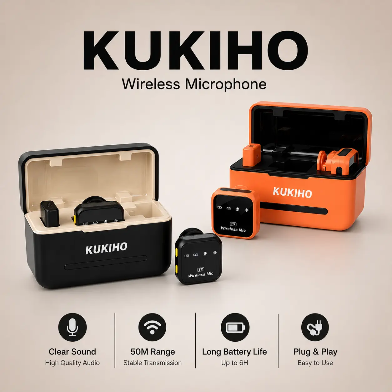 Day Sale! KUKIHO Wireless Lavalier Mic with Charging Case – Long Range, Ultra-Clear Audio – For iPhone/Android – Great for Vlogging, YouTube, Interviews