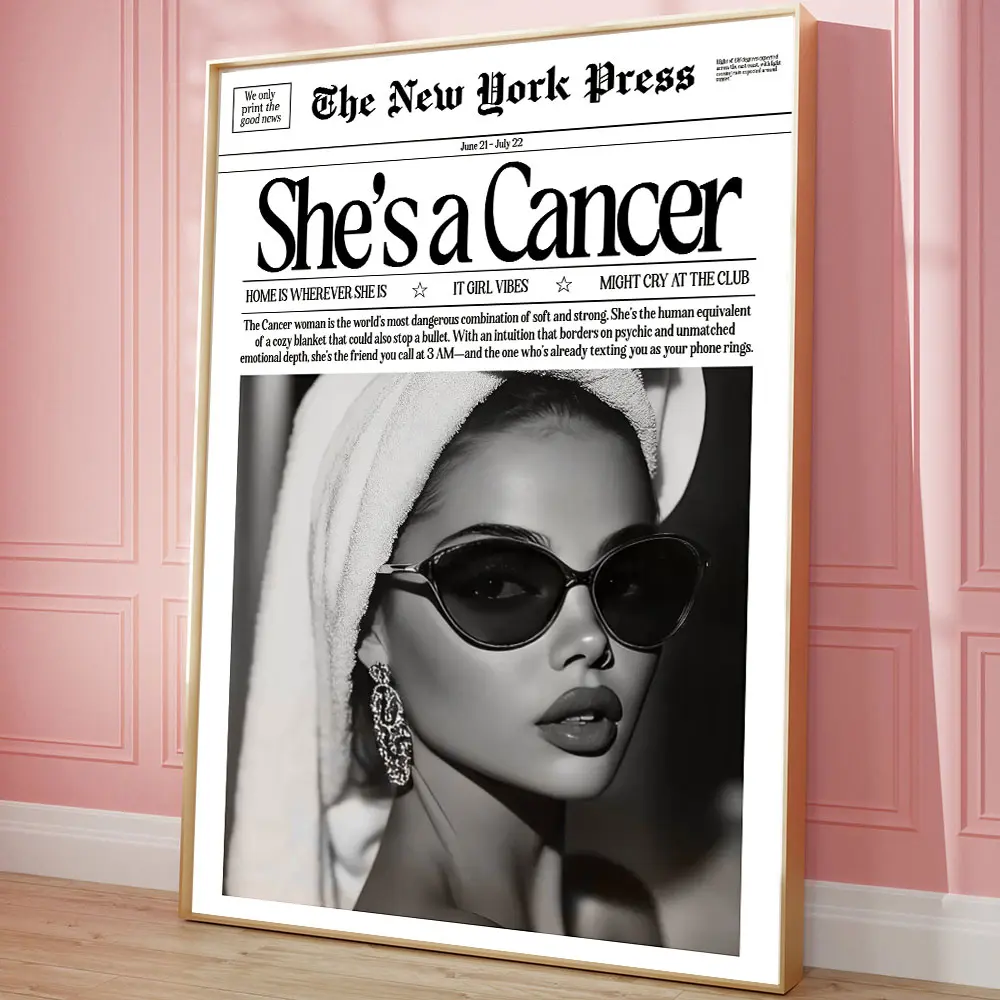 Cancer Zodiac Sign The New York Press Poster Wall Art Girly Horoscope Astrology Decor Cute Newspaper Magazine New York News Fashion Poster Gift For Her