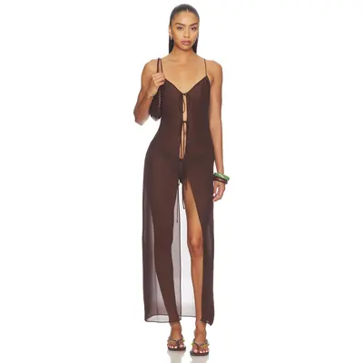 lioness brown tie dress Original Sin Midi Dress