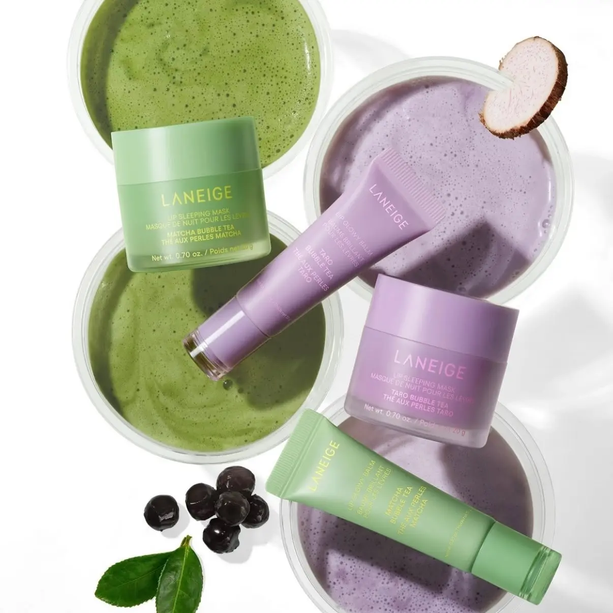 Laneige Bubble Tea Bundles, Matcha + Taro, Korean Skincare, Hydrating, Softening, Shea Butter Laneige Bubble Tea Bundles, Matcha + Taro, Korean Skincare, Hydrating, Softening, Shea Butter