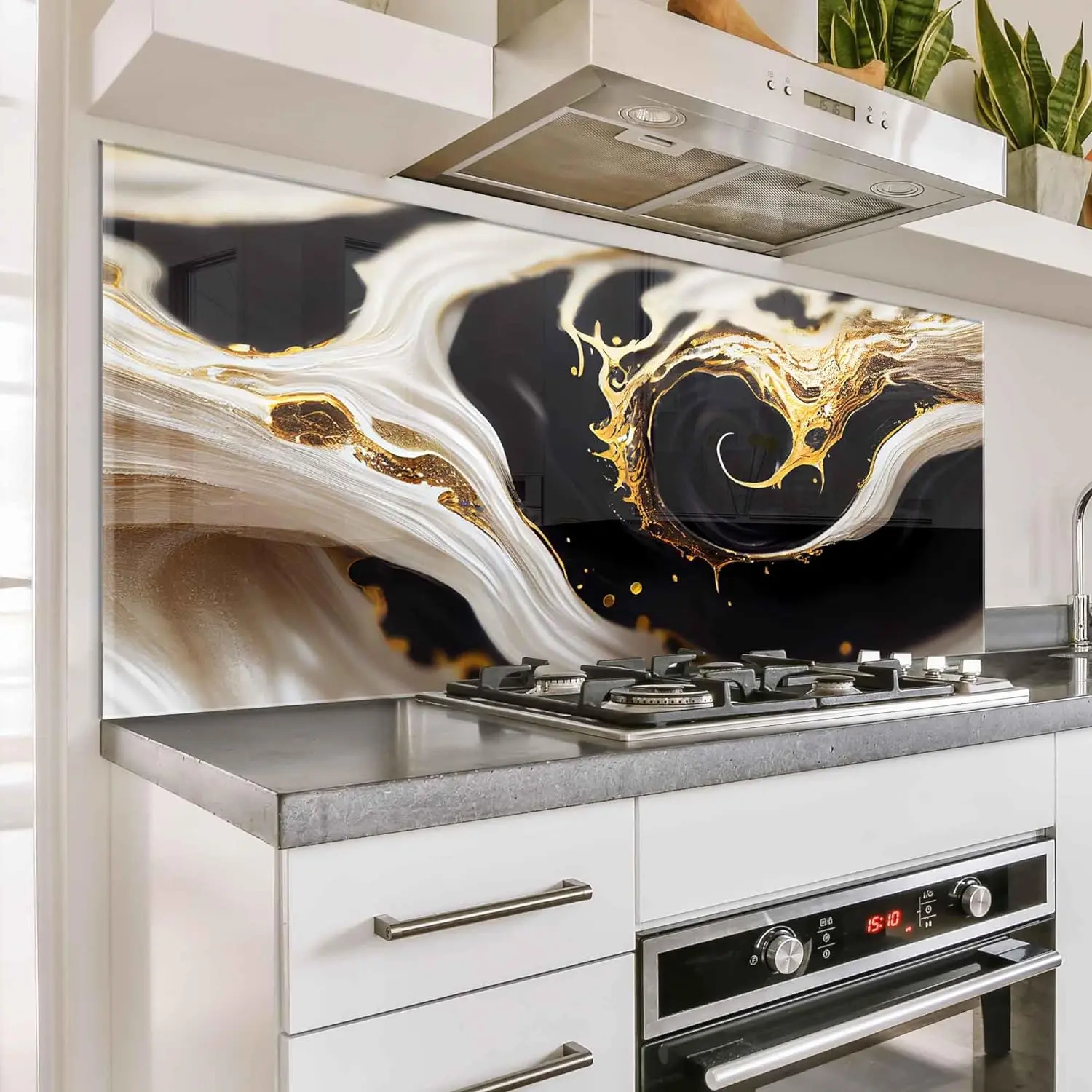 GCKG Marble abstract background Nature black marbling Tempered Glass Kitchen Backsplash, Stove Back Cover, Stove Splashback, Cutting Board, Kitchen Wall Decor