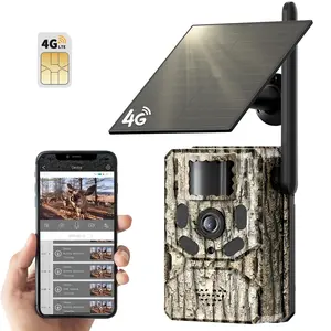 4G LTE Cellular Trail Camera with Solar Power, Live View, Unlimited Data Plan Built-in SIM Card, Motion Activation 0.2 Second Trigger Time Camouflage