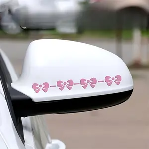 1PC Cute Bow Car Rearview Mirror Sticker Self-Adhesive Vinyl Decal Car Rearview Mirror Accessories Bow Car Sticker Car Decals Decal For Cars Car Decorative Sticker