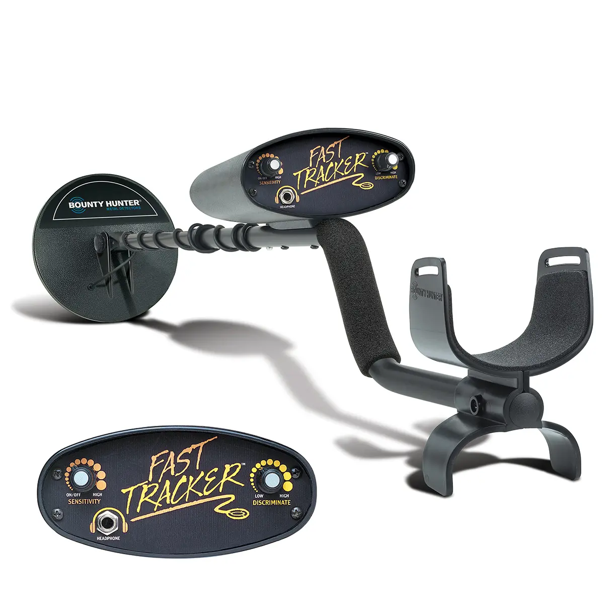 Bounty Hunter Fast Tracker Metal Detector with 7" Closed Waterproof Coil, 6.6 kHz Frequency