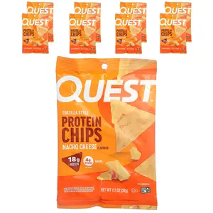 Quest Nutrition Tortilla Style Protein Chips, Nacho Cheese, 8 Bags, 1.1 oz (32 g ) Each