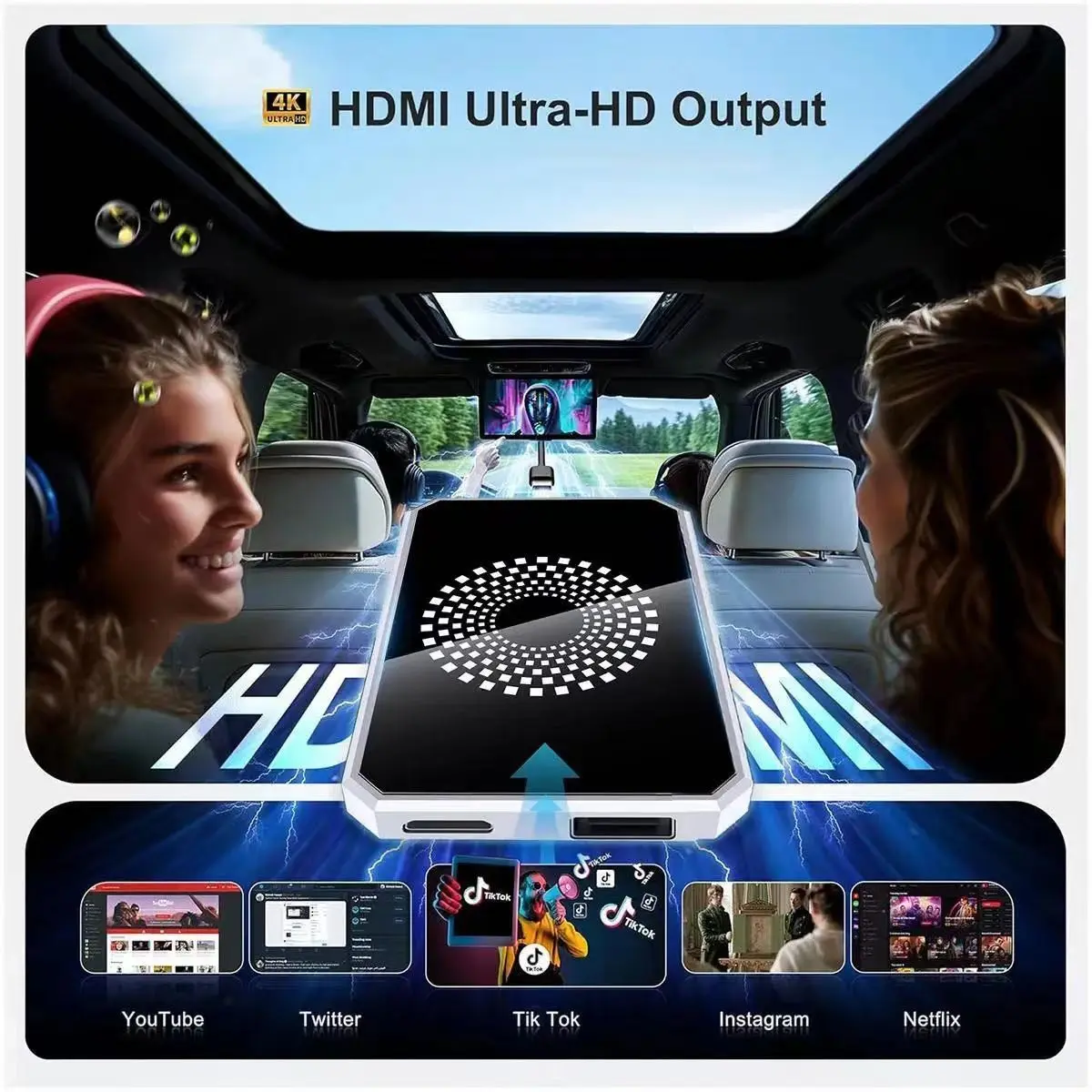 2026 Wired to Wireless Carplay Adapter, Supports Netflix/youtube/tiktok, Bluetooth-compatible Connection, Perfect Gift for Tech Lovers, Carplay HDMI Adapter, Wirefree Carplay Adapter, Adapter to Play Tv on Car Screen