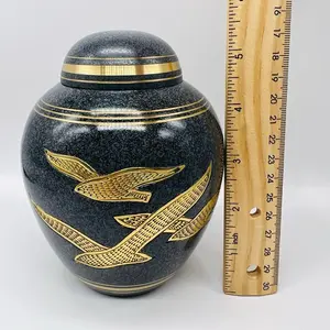 Urn Solid Brass Doves Design Medium Size Urn