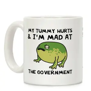 My Tummy Hurts & I'm Mad At The Government Coffee Mug, Funny Mug, Funny Gifts, Dark Humor Gift, Meme Gift, Gift For Him For Her Ceramic Drinkware NA3