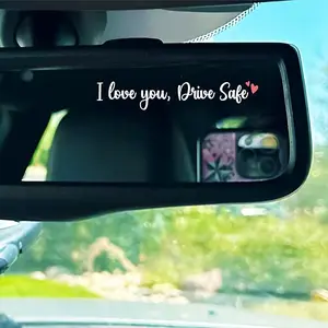 Set 3Pcs I Love You Drive Safe Mirror Decal Inspirational Safety Decals Lover Positive Water Bottle Laptop Stickers Vinyl Waterproof 4x0.5 Inch Car Decals Gift for Girl Mom Dad Friend