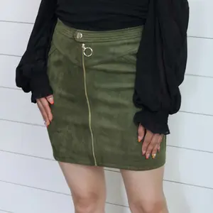 Olive Faux Suede Mini Skirt
