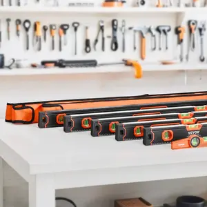 VEVOR 6-Piece Torpedo Level, 78/48/32/24/16/10 Inch Box Levels Set, Bubble Vials Ruler for 45/90/180 Degree, Shock-Proof Aluminum Alloy Magnetic Leveler Tool, SAE/Metric Scale(Only 10-inch has magnet)