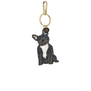 Solar Eclipse Hand-painted Bag Charm in Frenchie Dog