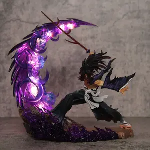 Demon Slayer GK Action Figure Black Death Mu vs Yorichi Glowing Collectible Model with Purple Light Effects Anime Figurine Set for Display