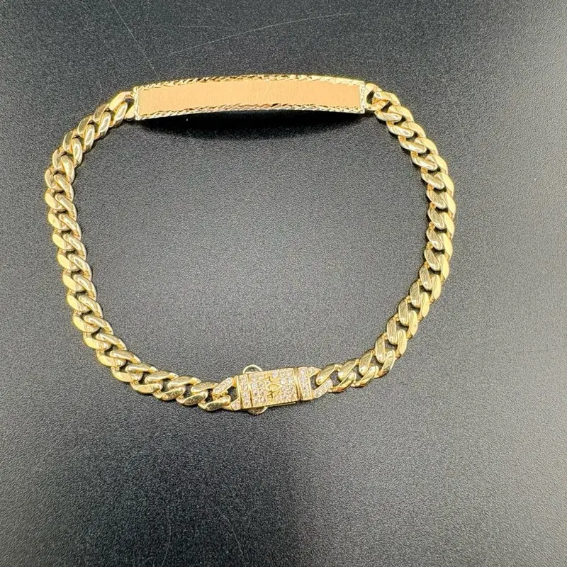 14k Gold Custom Name Plaque Bracelet - 4.5mm Width, Available in 7, 7.5-8 Sizes