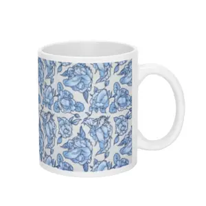 Floral Blue Ceramic Coffee Mug - Handles for Easy Use Drinkware Printed funny coffee Cup Tumbler Kitchenware Stylish