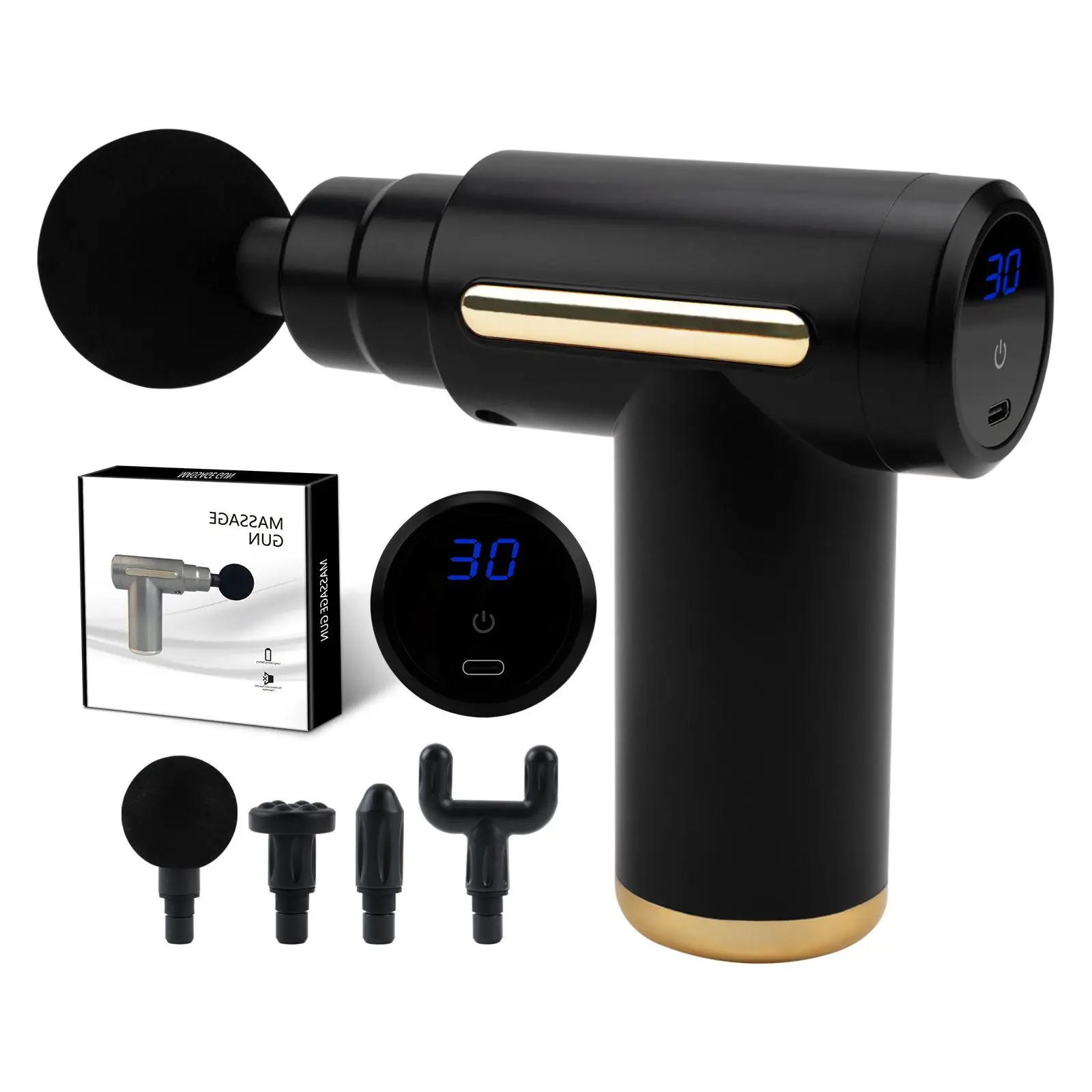 Portable Handheld Massager, 1 Box 6-speed Power Adjustable High-capacity Battery Muscle Massager with 4 Counts Massage Head, Fitness Equipment for Hom