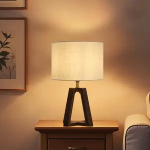 Booniture Dimmable Architectural Lamp - Crossed Trapezoid Bamboo Base, Modern Natural, 5.25ft Cord, Soft Linen Shade,  Table Lamp, Stepless Dimming, Free E26 Bulb, Lights, Desk Lamp, homevibes, cozyathome, WeeklyDeals, SpringGlowUp, Easter