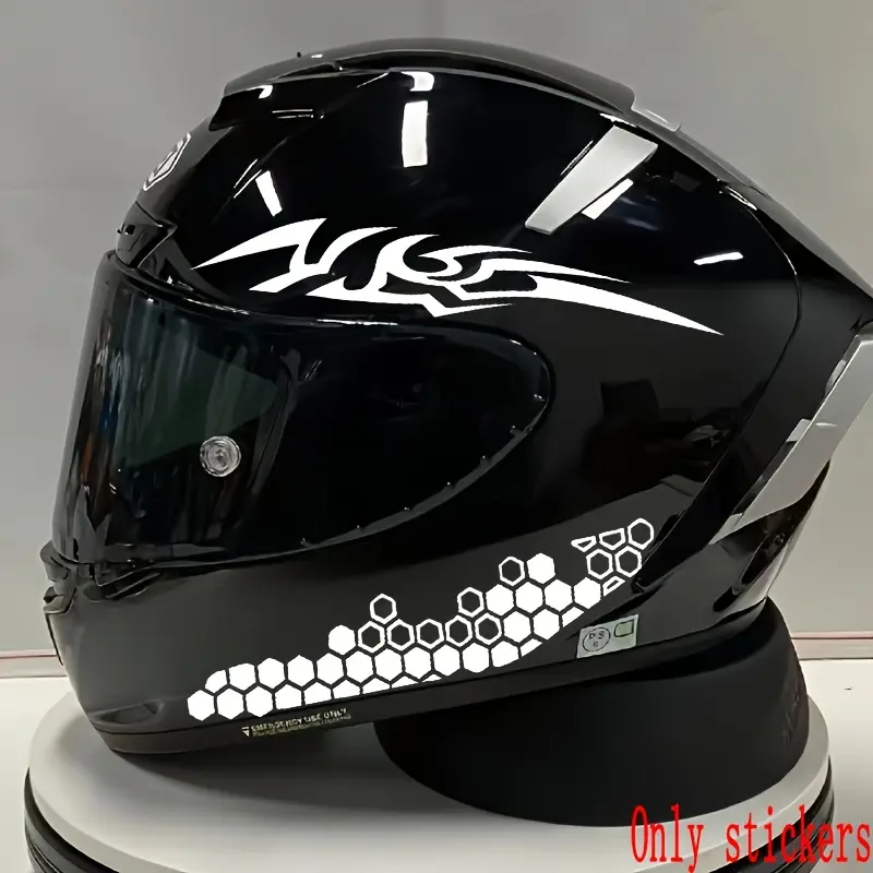 1SET Waterproof & Wear-Resistant Reflective Helmet Sticker, Suitable for Motorcycle Helmet/Bicycle Helmet/Off-Road Gear/Tool Shell, High-Recognition Logo Decal, Add Personality and Night Safety to Your Outdoor Gear, Motorcycle Stickers