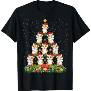 Hamster Christmas Tree Gift Santa Hat Christmas Hamster T-Shirt