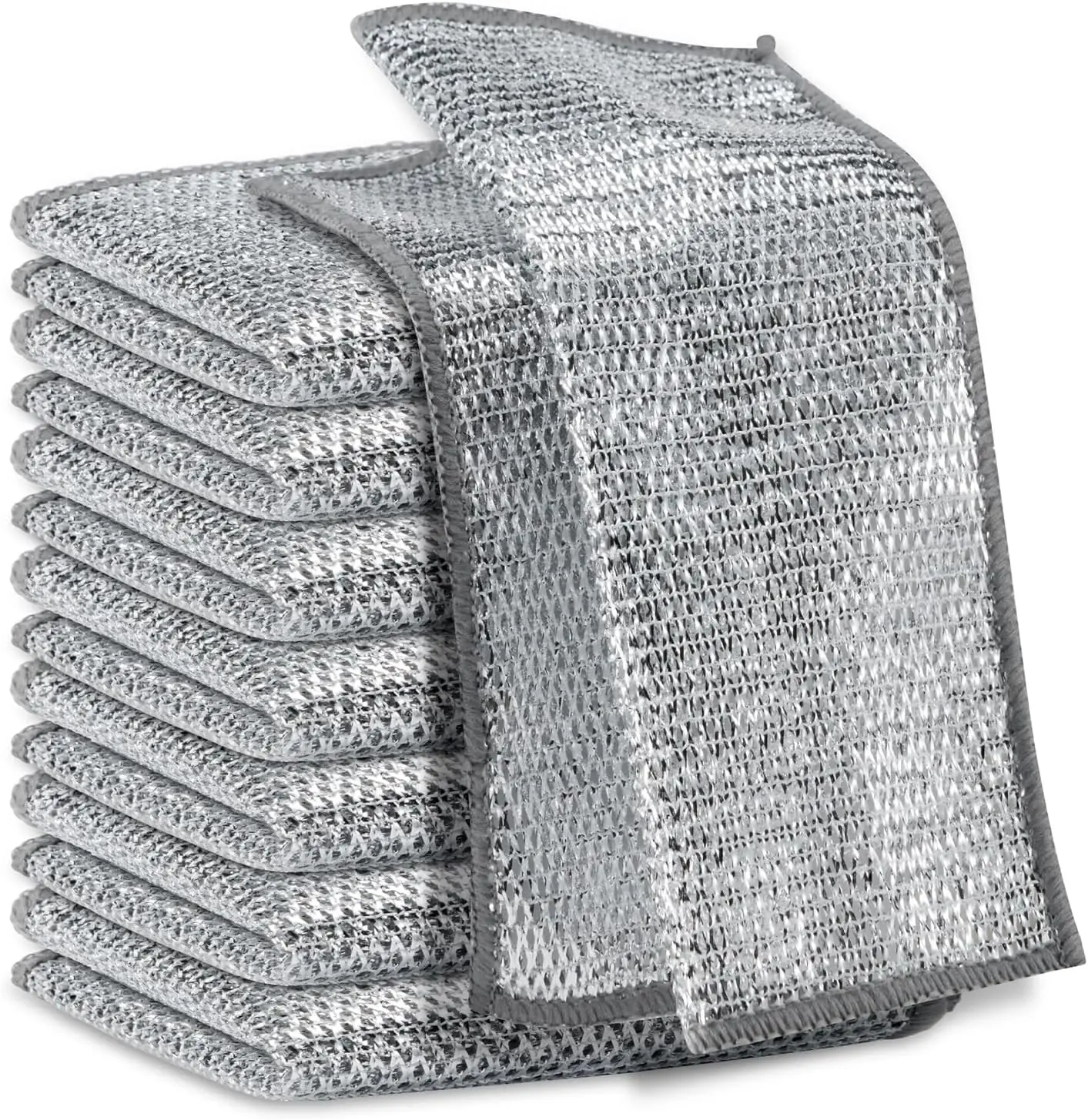 10-pieces multi-purpose magic string cleaning cloths, extra-large string dishwashing cloths, wet and dry, microfiber cleaning cloths for metal, kitchen, tableware, kitchen goodies