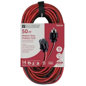 Utilitech Medium duty 50-ft 14/3 Red Black 3 Prong Outdoor SJTW Medium Duty