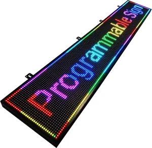 P10 77"X14" Outdoor LED Sign Programmable Scrolling LED Display, RGB Full Color High Brightness Digital Electronic Message Display Board,Customizable Open Signs for Business Advertising