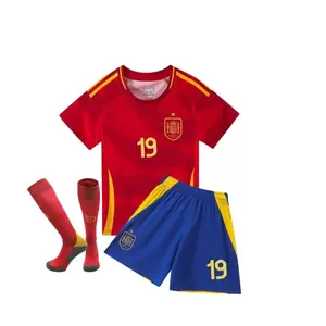 Soccer Jerseys for Boys Girls No.19 Jersey KidsFootball Youth Jerseys Fans Shirts Gift Kit 3 PieceSet Red