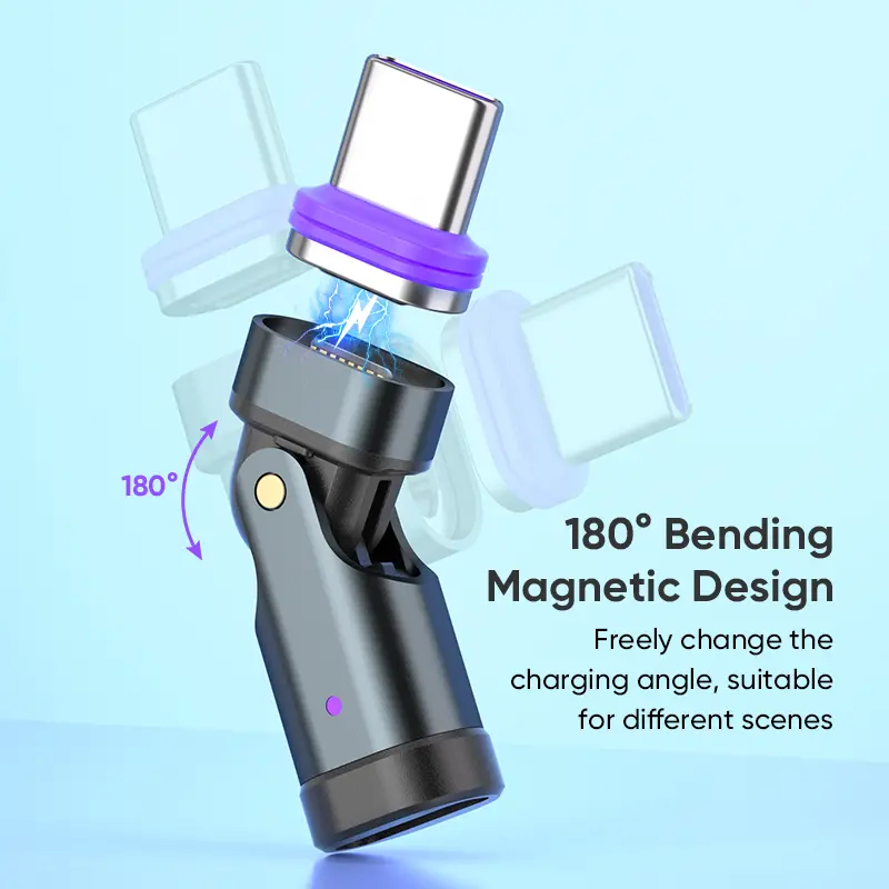 240w Magnetic Adapter 180° Rotating Type C PD Fast Charging Cable for Xiaomi Apple Macbook Air Huawei Lenovo Laptop, 1pcs/2pcs, Super Fast Charge
