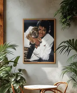 Michael Jackson Poster  King of Pop Wall Art  Vintage Celebrity Print  MJ Tiger Cub Photo  80s Pop Culture Decor Gift