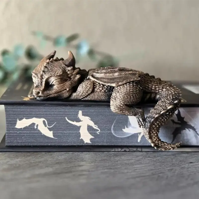 Resin Antique Bronze Sleeping Dragon Home Decor, Indoor Room Decor, Decorative Sculptures, Window Shelf Decoration, Balcony Ornament, Unique Indoor Accent Piece, Decorative Figurine, Decorations And Ornaments