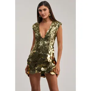 DANCE THE NIGHT AWAY SEQUIN MINI DRESS IN GOLD