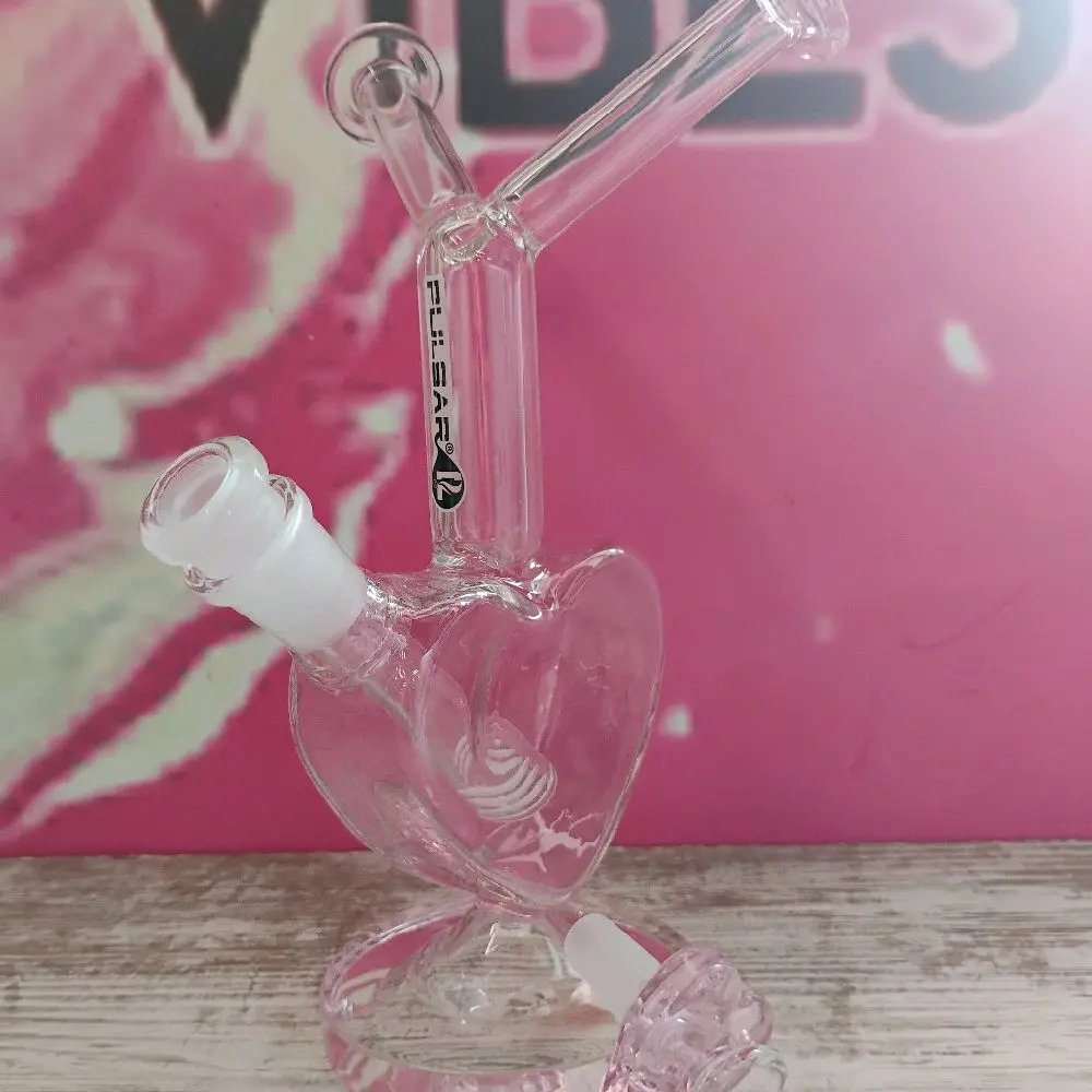 8in Heart-Shaped Water Bubbler Drinkware with Double Straws