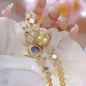 Four-Leaf Clover Women's Watch – Natural Abalone Shell in Cherry Blossom Pink, Elegant Luxury Timepiece