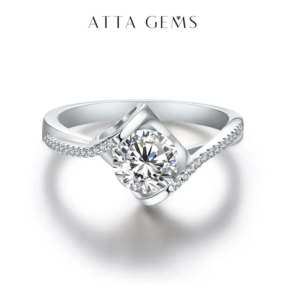 Women's 1CT D Color VVS1 Synthetic Moissanite Modern Geometric Solitaire Engagement Ring - Sparkling Diamond Alternative Moissanite Band Ring, Elegant Artificial Gemstone Gift for Wedding, Birthday, R009 summerwins, Sparkling Rings
