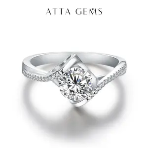 Synthetic Moissanite Ring 1CT D Color VVS1  for Women Birthday Gift Engagement Wedding Party Gift Outdoorfun R009