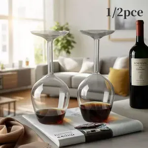 Creative Upside Down Inverted Wine Glass Set, Inverted Goblet Glass | Lead Free Crystal Clear Durable Glass | Aesthetic Home Photography Photo Prop | Perfect for Red White Wine Champagne | Home Bar Use | Housewarming Gift for Wine Lovers