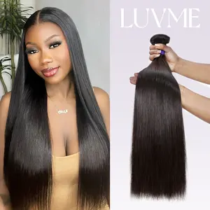 LUVME Upgraded 13A 100%  Virgin Remi Human Hair (100+/-5g) Dye. Perm. High-End Salon Hair Body Wave Deep Wave Silky Straight Messy Burmese Curl Bundle S+